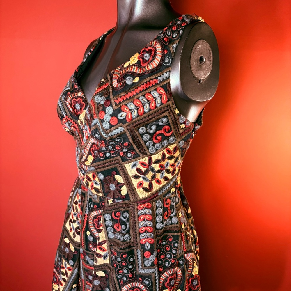 Eva Franco Anthropologie Charlotte Embroidered Fit & Flare Dress - Picture 3 of 12